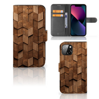 Book Style Case voor Apple iPhone 13 Wooden Cubes - thumbnail