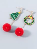 Christmas Tree Garland Hair Ball Earrings