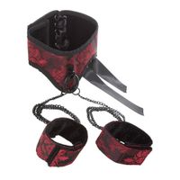 Scandal - Posture Halsband Met Handboeien Rood/Zwart - thumbnail