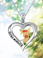 Kerstmis elanden Strass Hart Halsketting