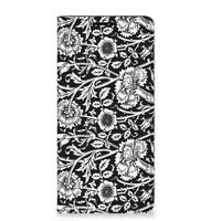 Motorola Edge 20 Pro Smart Cover Black Flowers - thumbnail