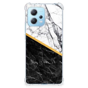 Xiaomi Redmi Note 12 5G Anti-Shock Hoesje Marmer Wit Zwart - Origineel Cadeau Man