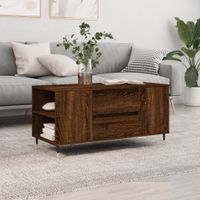 Salontafel 102x44,5x50 cm bewerkt hout bruineikenkleurig - thumbnail