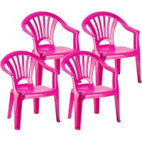 6x stuks kinderstoelen roze kunststof 35 x 28 x 50 cm