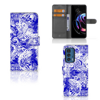 Telefoonhoesje met Naam Motorola Edge 20 Pro Angel Skull Blauw - thumbnail