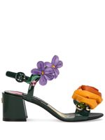 Dolce & Gabbana sandales en cuir à fleurs appliquées - Vert