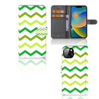 iPhone 14 Plus Telefoon Hoesje Zigzag Groen - thumbnail