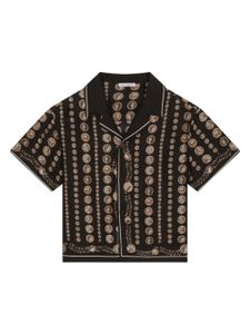 Dolce & Gabbana Kids chemise en soie à imprimé graphique - Noir