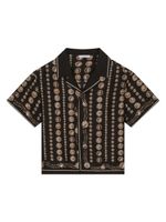 Dolce & Gabbana Kids chemise en soie à imprimé graphique - Noir