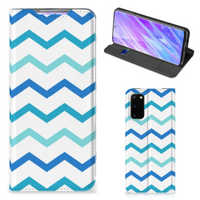 Samsung Galaxy S20 Hoesje met Magneet Zigzag Blauw - thumbnail