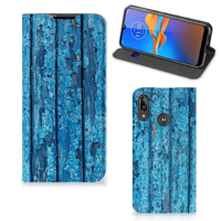 Motorola Moto E6 Plus Book Wallet Case Wood Blue