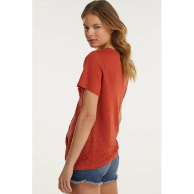 anytime linnen viscose T-shirt terra cotta anytime linnen viscose T-shirt terra cotta