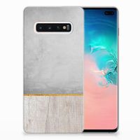 Samsung Galaxy S10 Plus Bumper Hoesje Wood Concrete - thumbnail