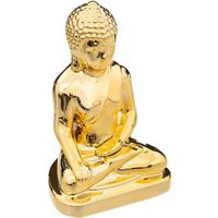 Atmosphera Home deco Boeddha beeld - goud kleurig - 16 x 25 cm - voor binnen   -