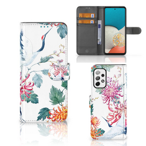 Samsung Galaxy A73 5G Telefoonhoesje met Pasjes Bird Flowers