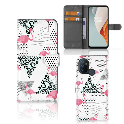 OnePlus Nord N100 Telefoonhoesje met Pasjes Flamingo Triangle OnePlus Nord N100 Telefoonhoesje met Pasjes Flamingo Triangle
