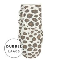 Meyco Swaddle inbakerdoek dubbellaags panter neutral Maat - thumbnail