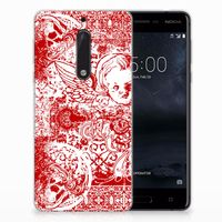 Silicone Back Case Nokia 5 Angel Skull Rood