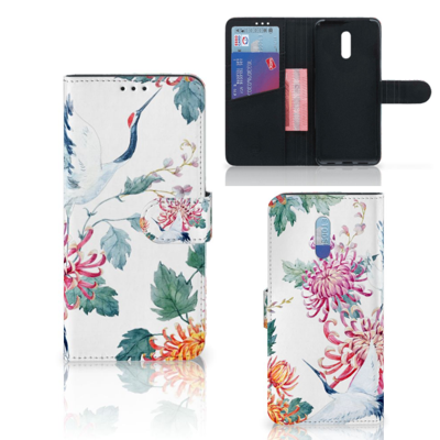 OPPO Reno Telefoonhoesje met Pasjes Bird Flowers OPPO Reno Telefoonhoesje met Pasjes Bird Flowers