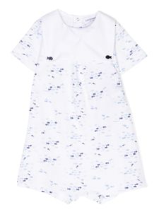 Emporio Armani Kids barboteuse en coton à imprimé poisson - Blanc