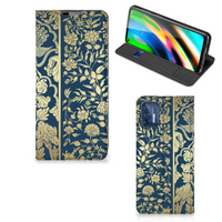 Motorola Moto G9 Plus Smart Cover Beige Flowers - thumbnail