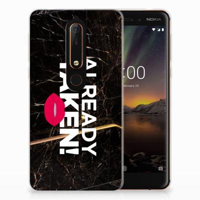 Nokia 6 (2018) Siliconen hoesje met naam Already Taken Black Nokia 6 (2018) Siliconen hoesje met naam Already Taken Black
