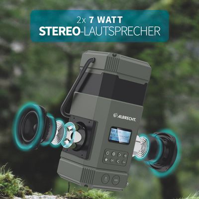 Albrecht L-POEV 160KA-SG Outdoorradio DAB+, VHF (FM) Noodradio, USB, Bluetooth Incl. lantaarn, Handslinger, Acculaadfunctie, Zonnepaneel, Oplaadbaar,