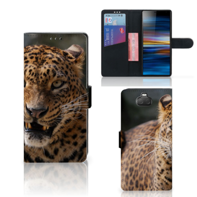 Sony Xperia 10 Plus Telefoonhoesje met Pasjes Luipaard Sony Xperia 10 Plus Telefoonhoesje met Pasjes Luipaard