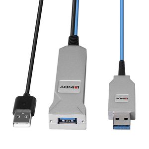 Lindy 43345 USB-kabel 30 m USB 3.2 Gen 1 (3.1 Gen 1) USB A 2 x USB A Blauw, Zilver