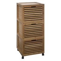Ladekastje - Op Wielen - Verrijdbaar - Bamboe - Natuurlijke look - Natuurlijk materiaal - drie lades - 41,5x41x92,7cm