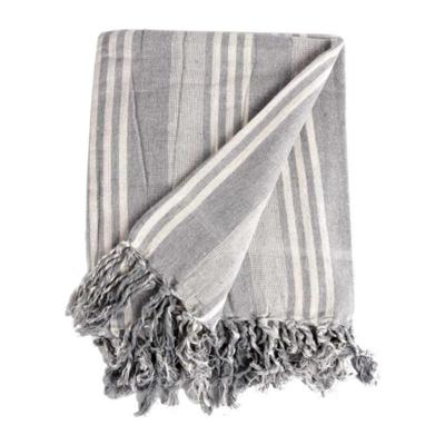 Giftdecor Plaid - wit / grijs - 235 x 205 cm - katoen - deken - kleed Giftdecor Plaid - wit / grijs - 235 x 205 cm - katoen - deken - kleed