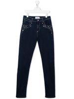 Philipp Plein Junior jean imprimé à ornements en cristal - Bleu