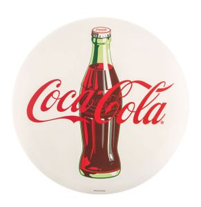 Coca-Cola Rond Metalen Logo Bord Button Wit