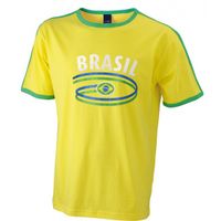 Gele shirts met vlag van Brazilie heren - thumbnail