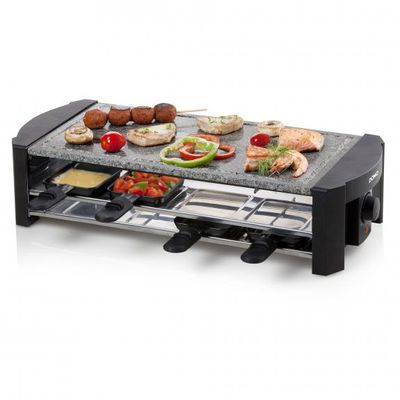 DOMO DO9186G Grillsteen 8 pannen, Anti-aanbaklaag Zwart, Donkergrijs