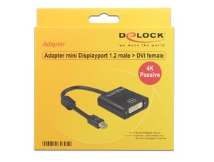 Delock 62605 Adapter mini DisplayPort 1.2 male > DVI female 4K Passief zwart