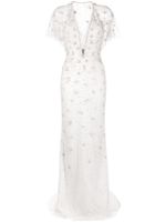 Jenny Packham robe longue Sofie à ornements en cristal - Gris