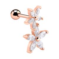 Traguspiercing met bloemendesign Met roségoud verguld chirurgisch staal Helix / Tragus - thumbnail