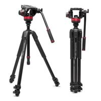 Manfrotto 055 Video Tripod w/502 Video Fluid Head, Aluminium, Professional Heavy Duty Tripod-System, with Levelling Column, Lever Lock, Camera Tripod Stand, for DSLR/Mirrorless Cameras, Camcorders