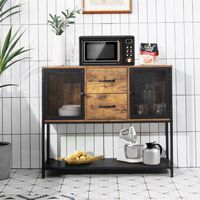 Industrieel Multifunctioneel Dressoir met 2 Roosterkasten en 2 Laden 100 x 35 x 85cm - thumbnail