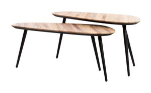 Light & Living Salontafel Viejo Hout en metaal, Set van 2 stuks - Bruin - Organisch