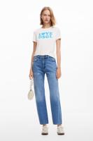 Jeans met margrietillustratie - BLUE - 36 - thumbnail