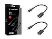 Conceptronic ABBY11B USB-C-naar-USB-A-OTG-adapter, verpakking van 2, 20 cm