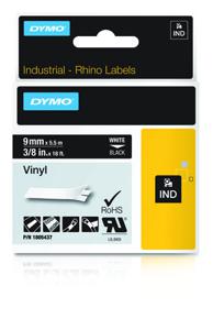 Labeltape DYMO IND RHINO 1805437 Vinyl Tapekleur: Zwart Tekstkleur:Wit 9 mm 5.5 m