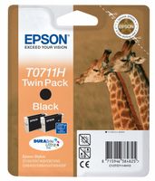 Epson Giraffe Dubbelpack Inktpatroon Black T0711H, duoverpakking T0711H DURABrite Ultra Ink - thumbnail