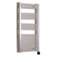 Elektrische Design Radiator Sanicare Plug & Play 172x45 cm Inox Look 596 Watt Met Zwarte Thermostaat En Bluetooth Links