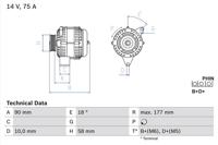 Dynamo / Alternator BOSCH, Spanning (Volt)14V, u.a. für Smart