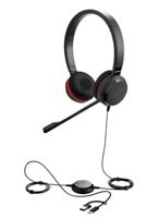 Jabra Evolve 30 II, Microsoft Teams gecertificeerde stereo bedrade headset met oproepbesturingseenheid, ruisonderdrukkende microfoon, LED-indicatoren, uitstekende geluidskwaliteit - USB-C/A, zwart