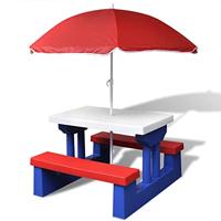 vidaXL Kinderpicknicktafel met Parasol Picknick Tafel Kinderen Overkapping
