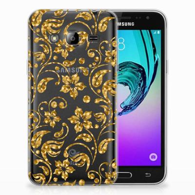Samsung Galaxy J3 2016 TPU Case Gouden Bloemen